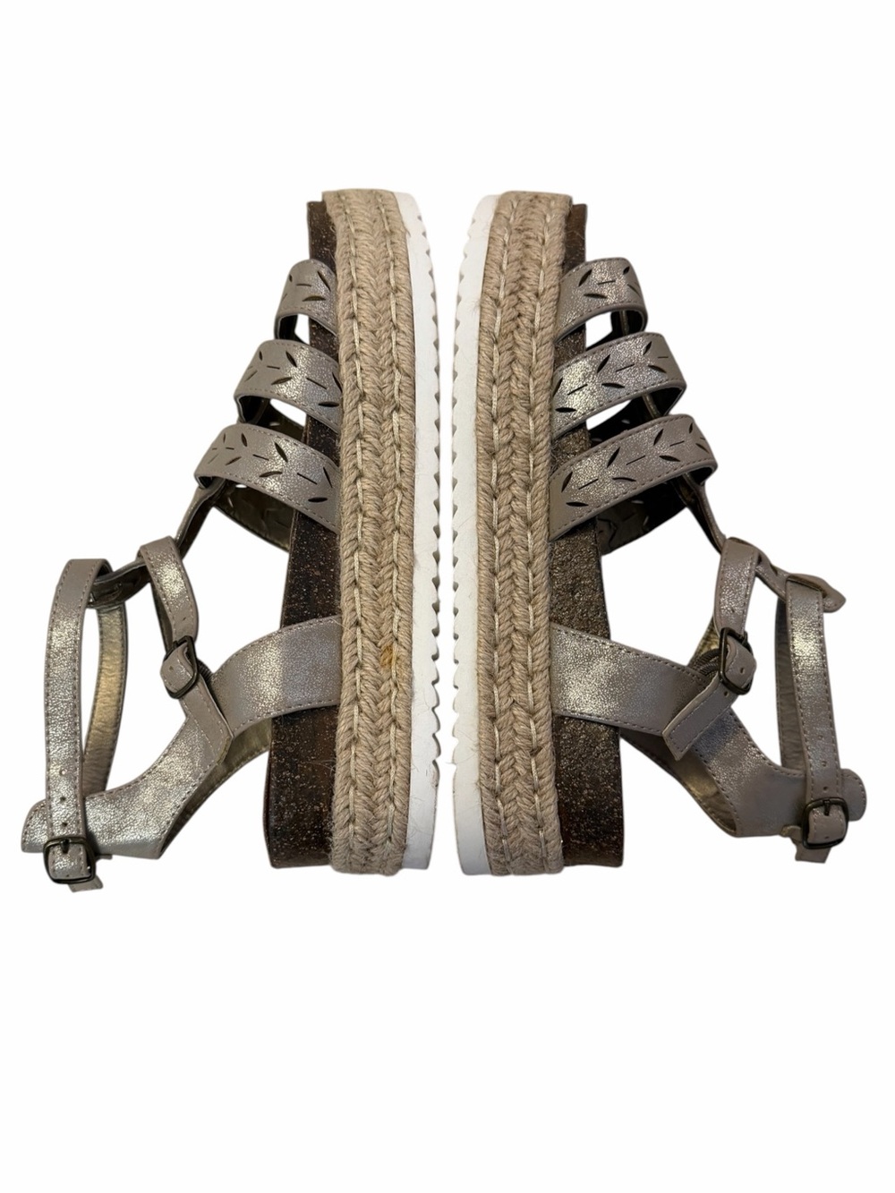 Madeline Womens Size 8.5 Metallic Tan Espadrille Platform Gladiator Sandals Boho - Picture 12 of 12
